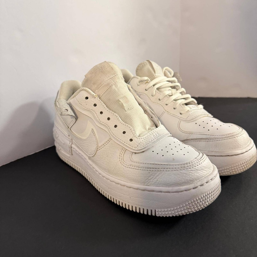 Nike Air Force 1 Shadow Triple White Womens Sneakers CI0919-100 Size 8.5
